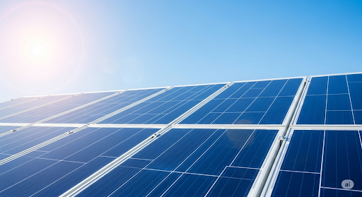 Solar panels against a blue sky